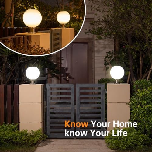 Globe Solar Post Lights Outdoor, 11.8" Waterproof Pillar Light, Column Lamp