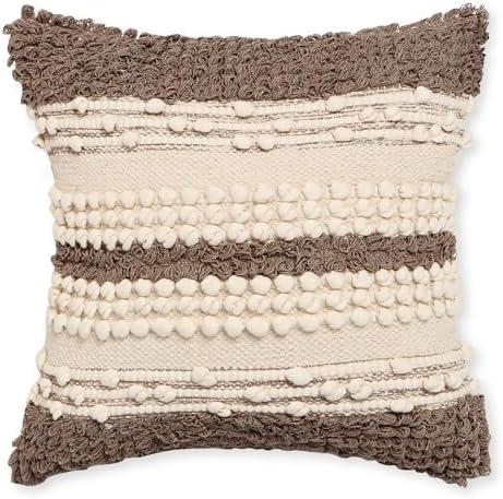 · REDEARTH · Boho Textured Handwoven Throw Pillow Cases - Boho Glam Taupe