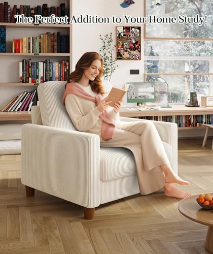 Welzona Corduroy Accent Chair, 35.5” Oversized Chair, Living Room Chairs