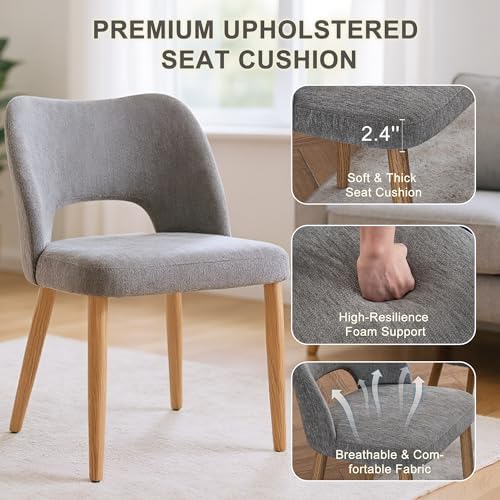 Modern Dining Chairs Set of 2, Upholstered Fabric Kitchen Chairs with Butterf...