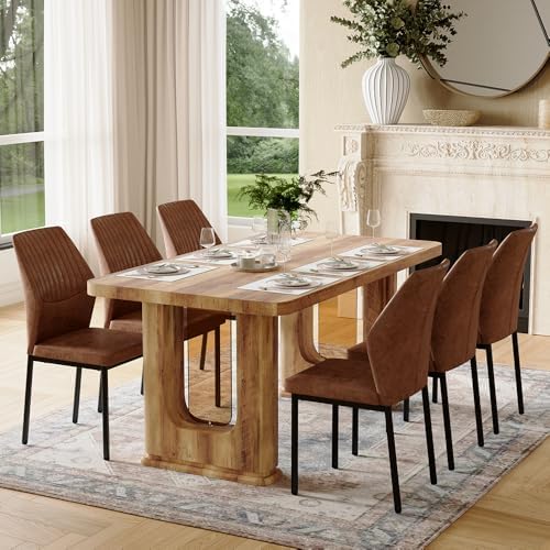 64.5" Dining Room Table Set for 6, Modern Farmhouse Wood Dining Table Se...