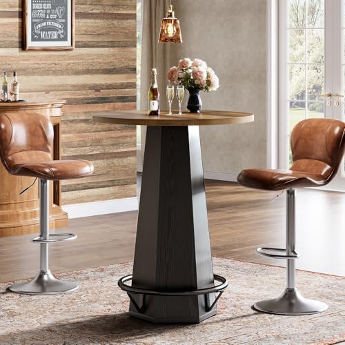 Tribesigns Round Bar Pub Table High Top, 39.4" H Bistro Cocktail Table w...
