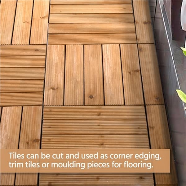 Yaheetech 27PCS Interlocking Deck Tiles Outdoor Patio Floor, Natural Wood