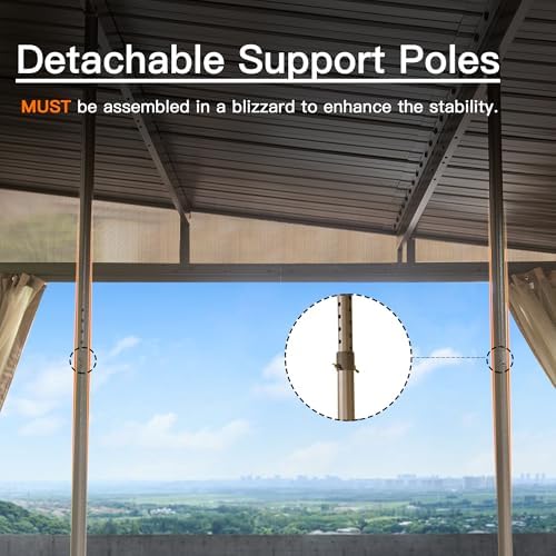 Domi 12x16FT Lean to Gazebo, Hardtop Wall Mounted Gazebo with Sloping Galvani...