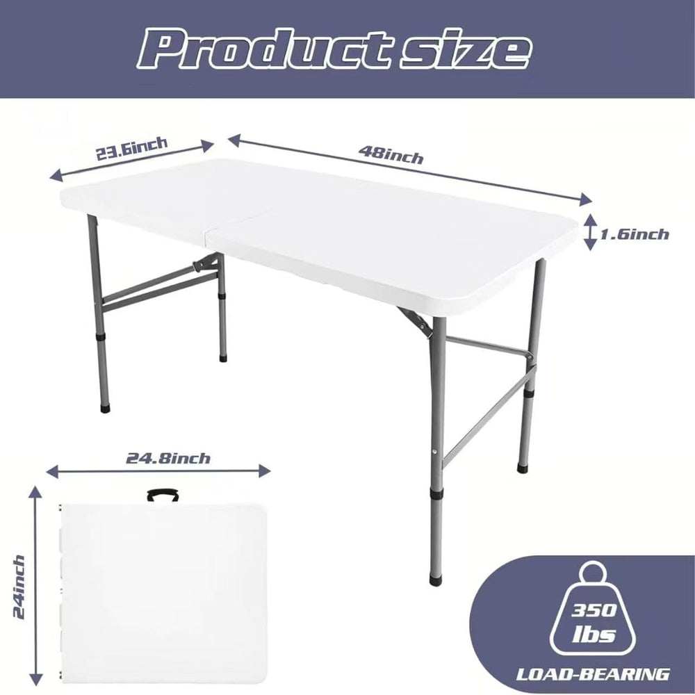 Camp Field 4FT Folding Table, Heavy Duty, 330 lb Capacity, White