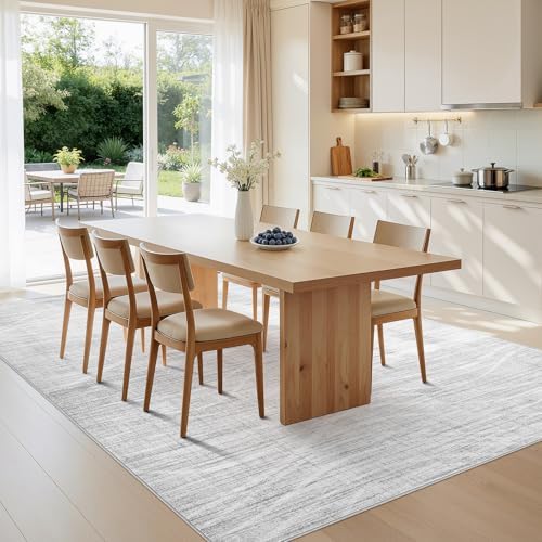 WITSHOCK 9x12 Area Rug Washable Rugs for Living Room Bedroom, Light Grey