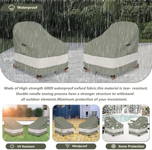 Outdoor Adirondack Chair Cover 2 Pack,Waterproof 100% Patio Chair Covers,32W ...