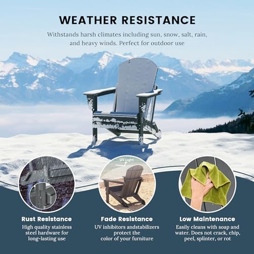 WO Home Furniture Laguna Folding Adirondack Chair, Gray