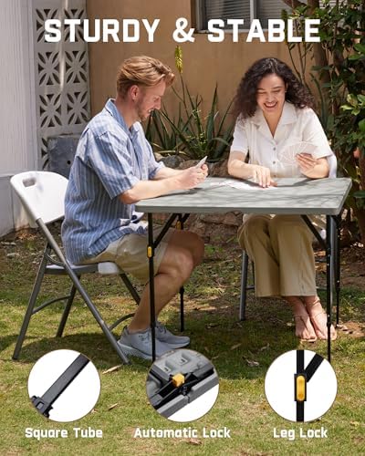FanttikOutdoor Folding Card Table 34" Square, 2 Heights, Picnic Party Game