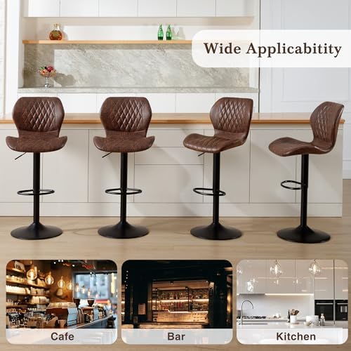 Bar Stools Set of 4, Modern Swivel Counter Height Barstools for Kitchen Islan...