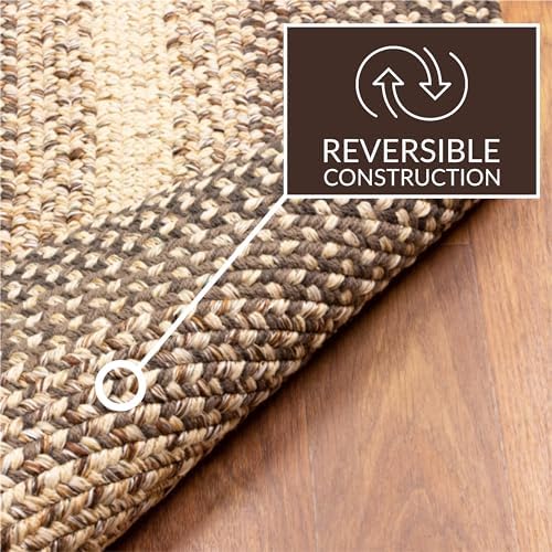 Super Area Rugs Braided Rug Round 8ft Farmhouse Kitchen Rug - Ridgewood Braid...