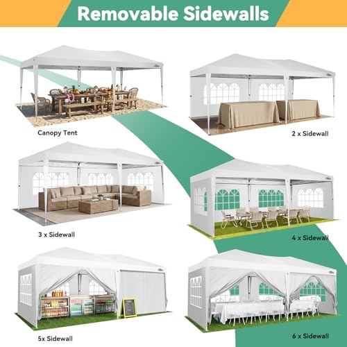 COBIZI 10x20 FT Pop up Canopy Tent with Sidewalls, Party Tents for Parties, C...