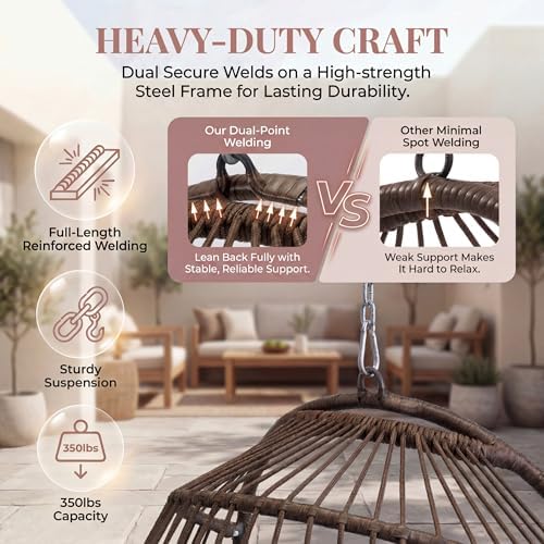 BULEXYARD Heavy-Duty Egg Swing Chair Without Stand, Hanging Egg Chair