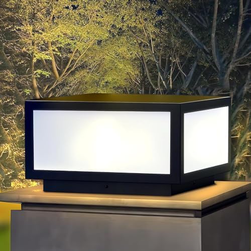 Outdoor Modern Post Light, LED Fence Deck Cap Light High Voltage Wired Lanter...