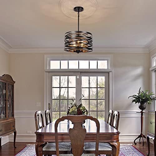 12.6'' farmhouse chandeliers for dining room, 3-light industrial shown in use