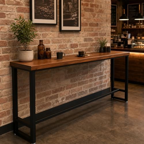 78.7" Solid Wood Bar Height Table, Long Narrow High Top Pub Table