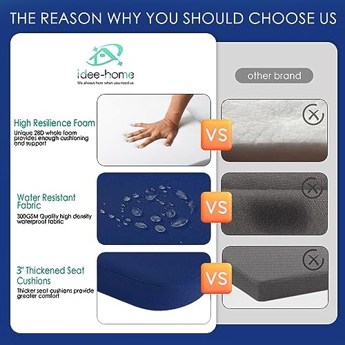 idee-home Outdoor Chair Cushions Set of 4, 17" x 17" D-Shaped