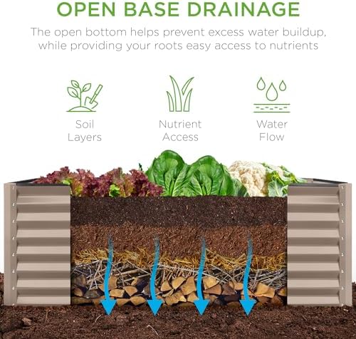Best Choice Products 4x2x2FT Steel Raised Garden Bed for Outdoor Use, Deep Pl...