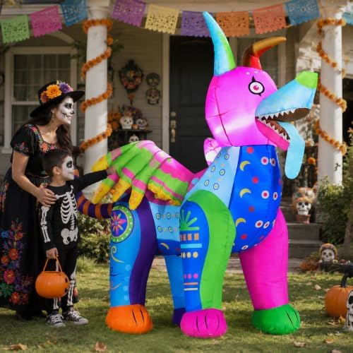 6FT Halloween Inflatable Decorations Alebrije Dog, Dia de Los Muertos Decor