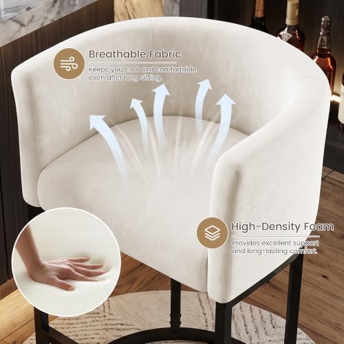 GRUSIGN Chenille Counter Height Bar Stools Set of 2, 26" Kitchen Island ...