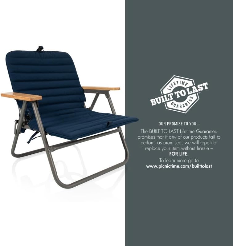 Picnic TIME Descanso Padded Beach Chair, Low Camping Chair with Removable Was...