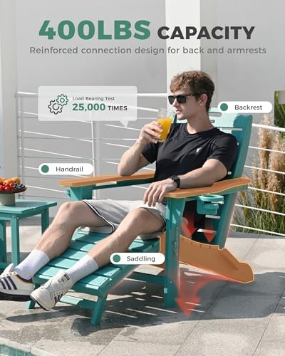 Adjustable Adirondack Chair,Outdoor Fire Pit Chair，Lakeblue