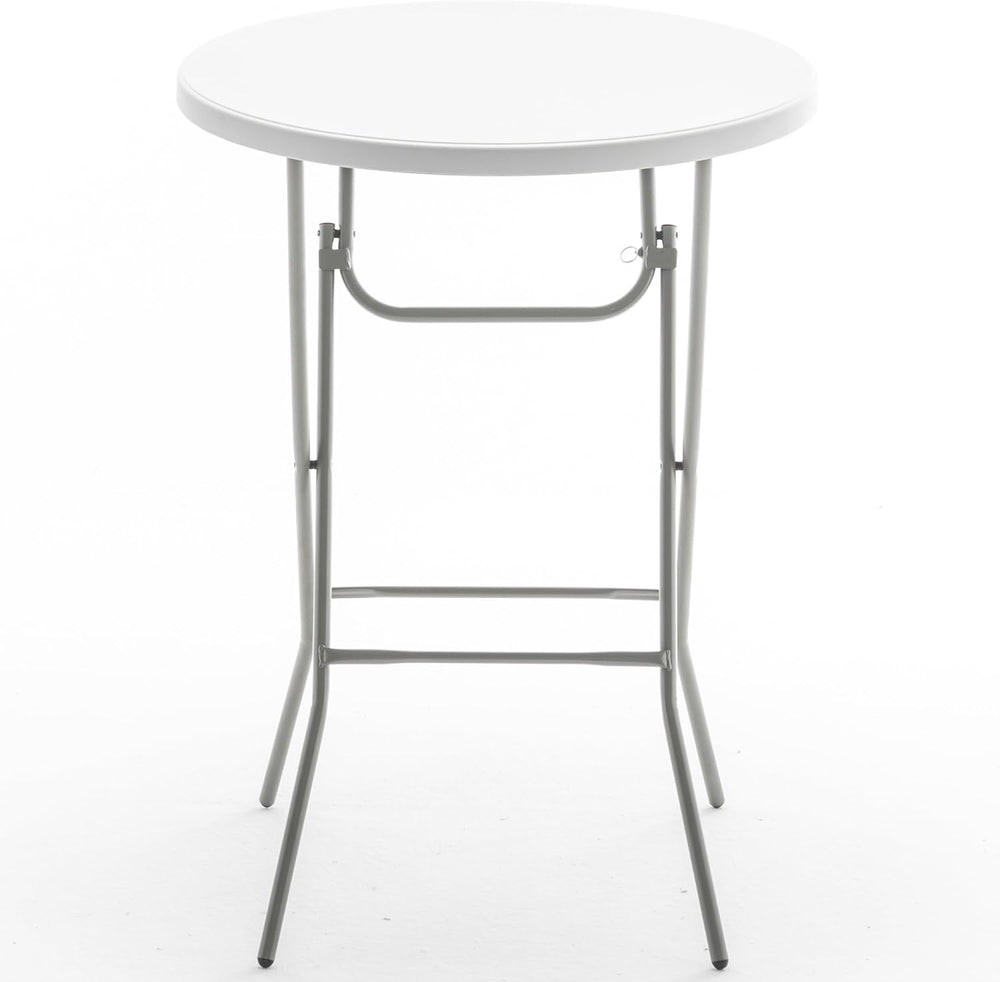 BTExpert 32" Round 43" Bar Height White Granite Plastic Folding Tab...