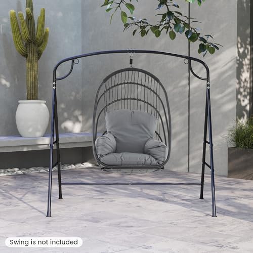 GIANTEX 660-Lbs Metal Hammock Stand - Heavy Duty Porch Swing Stand w/ 4 Support Bars, 2 Hanging Ways, A-Frame Hanging Stand for Lawn Garden Backyard Indoor Outdoor, Hammock Chair not Include