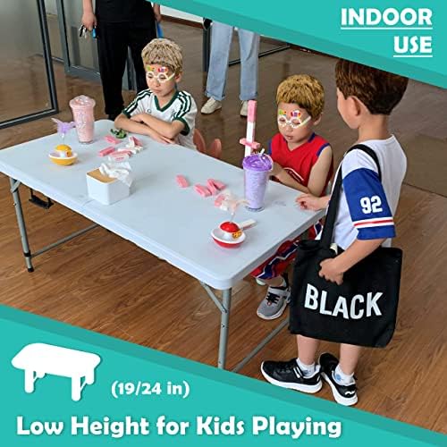 Folding Table 4/6/8 Foot, Foldable Table Adjustable Height Card Table, Indoor...