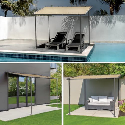 ShelterLogic Solano 10' x 6' Outdoor Gazebo Canopy, Slanted Roof Shade with Charcoal Powder-Coated Steel Frame, Water-Resistant Tan Cover and UV Protection