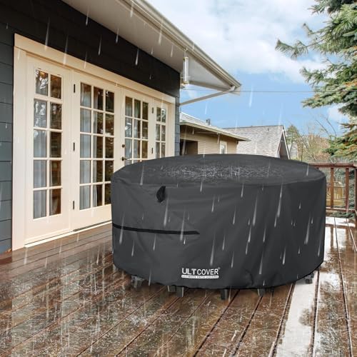 ULTCOVER Waterproof Round Patio Table Cover 60 inch, Black