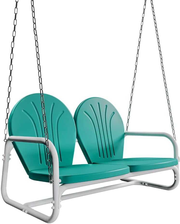 Retro Metal Porch Swing (Teal)