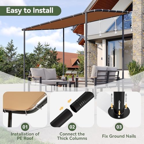 Aoxun 10x6 Lean-to Gazebo,Sloped Roof Pergola Porch Canopy Awning for Patio