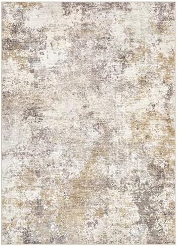 Nakagishi 9X12 Abstract Washable Area Rugs for Living Room-Golden Brown