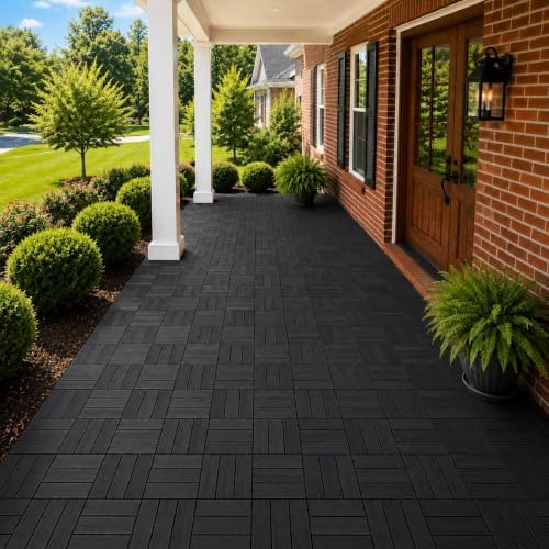 THYOI Premium Deck Tiles, Patio Flooring - Round Joint (10, Black)
