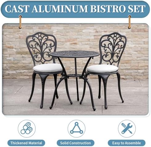 Bistro Patio Set Outdoor Bistro Table and Chair Set with Cushion