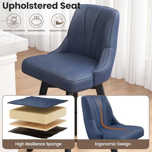 REONEY Counter Height Swivel Bar Stools, 24" Upholstered Barstools Set of 2