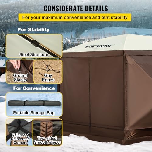 VEVOR Pop Up Gazebo Screen Tent, Pop-Up Instant Gazebo Tents with Mosquito Ne...