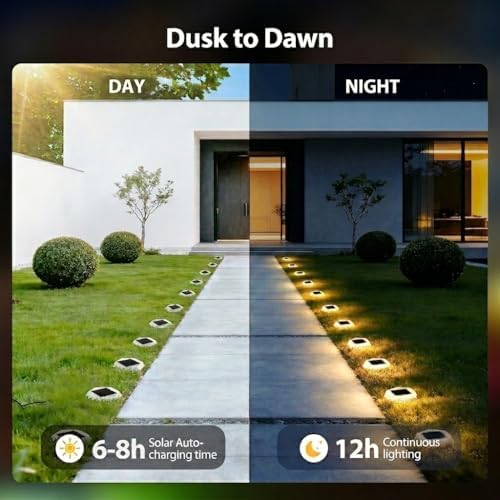 Onforu 12 Pack Solar Driveway Lights,Deck Light Outdoor,2 Modes RGB Colors LE...