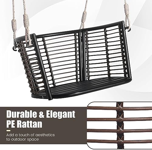 HAPPYGRILL 2 Pack Outdoor Porch Swing with Seat Cushion & Back Cushion