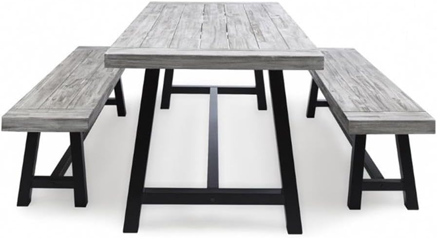 GDFStudio Cassie Outdoor Modern Industrial 3 Piece Acacia Wood Picnic Dining ...