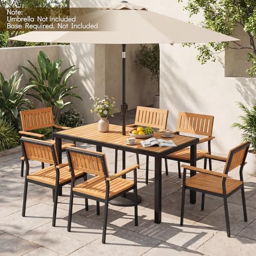 Tangkula 58" Rectangular Wood Patio Dining Table for 6