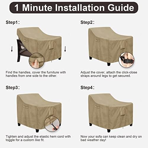 PureFit Outdoor Chair Covers Waterproof 2 Pack Patio Furniture Seat Covers