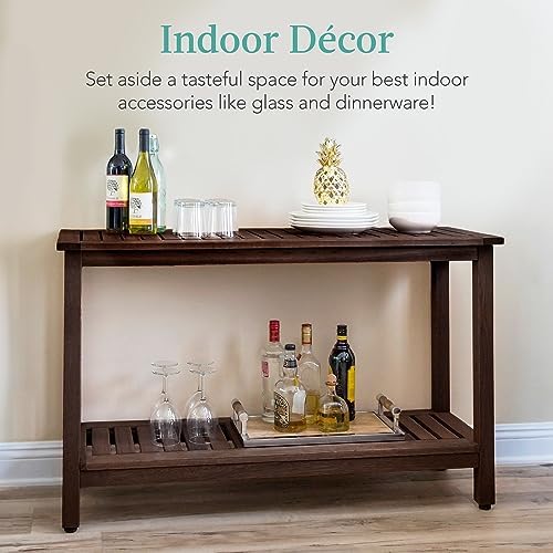 Best Choice Products 48in 2-Shelf Eucalyptus Wooden Console Table Indoor Outd...
