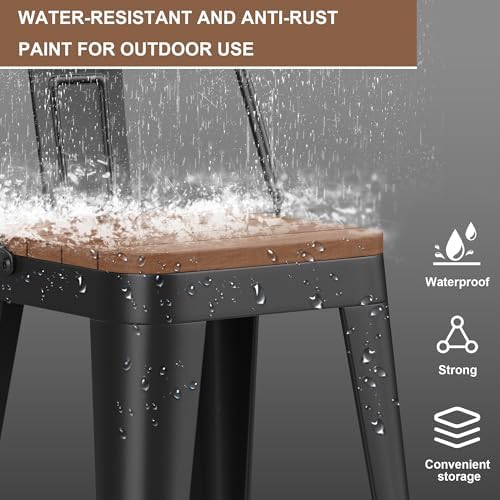 HAOBO Home 24" Outdoor Barstools Patio Stool Metal Bar Stools Set of 4 C...