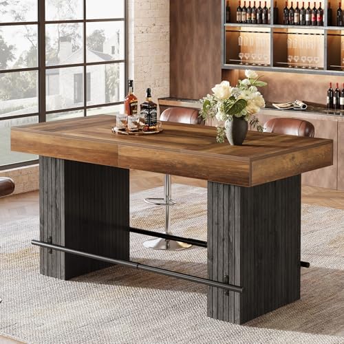 Tribesigns 62.2 Inch Bar Table, Industrial Counter Height Pub Dining Table