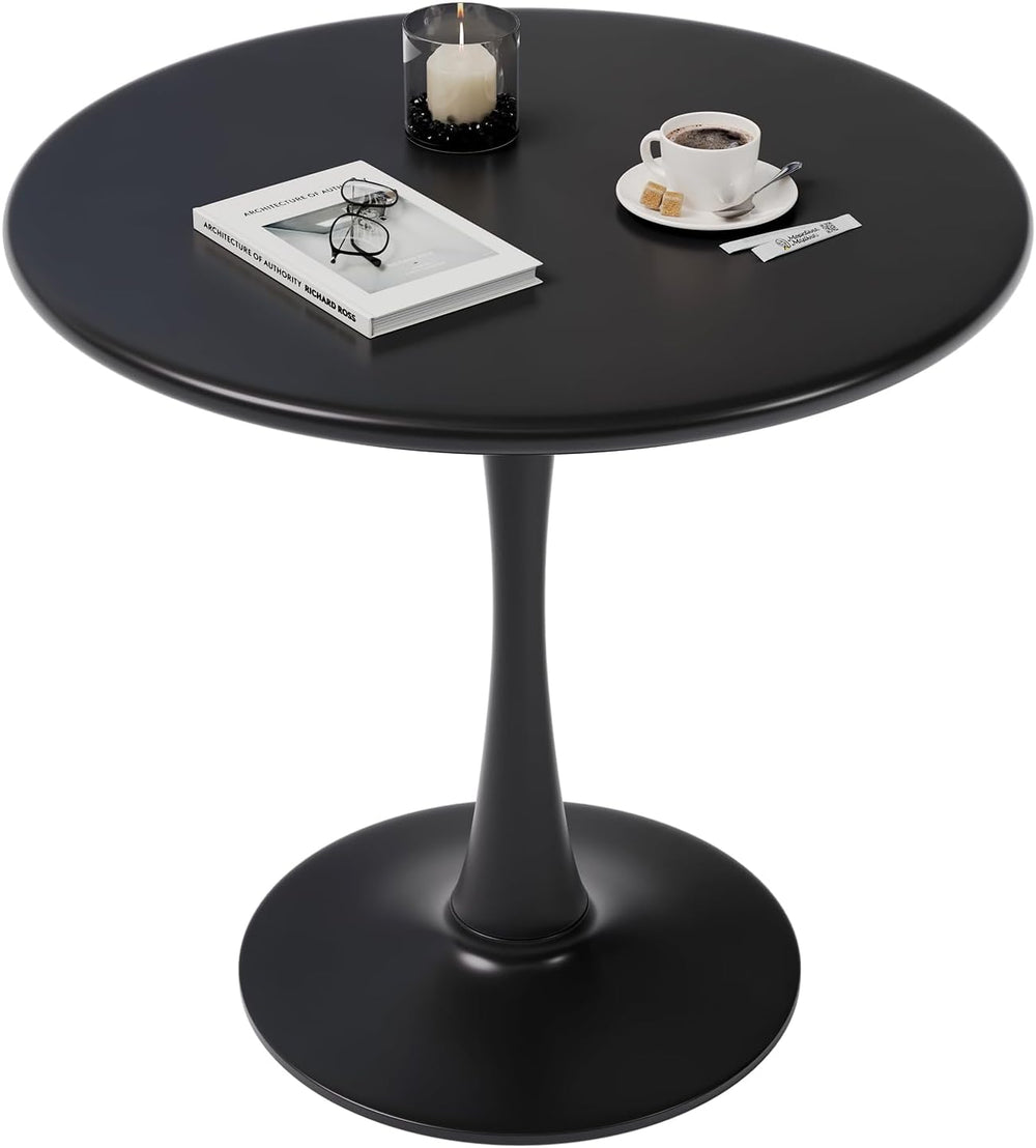 24 Inch Black Small Tulip Table, Stable Round Dining Table for 2 Person