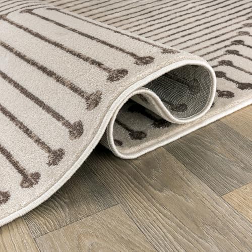 Rugshop Abstract Line Pattern Neutral Decor Area Rug Beige 4' x 6'