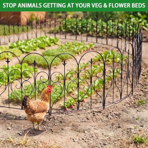 Thealyn Garden Fence 32" x 10ft, 5 Panels, No Digging Metal Barrier