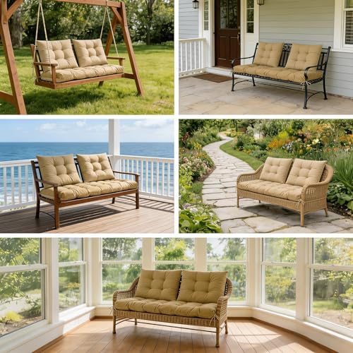 Yddsky 3Pcs Wicker Chair Cushion Sets for Patio Furniture,Khaki,47*19*4'&...
